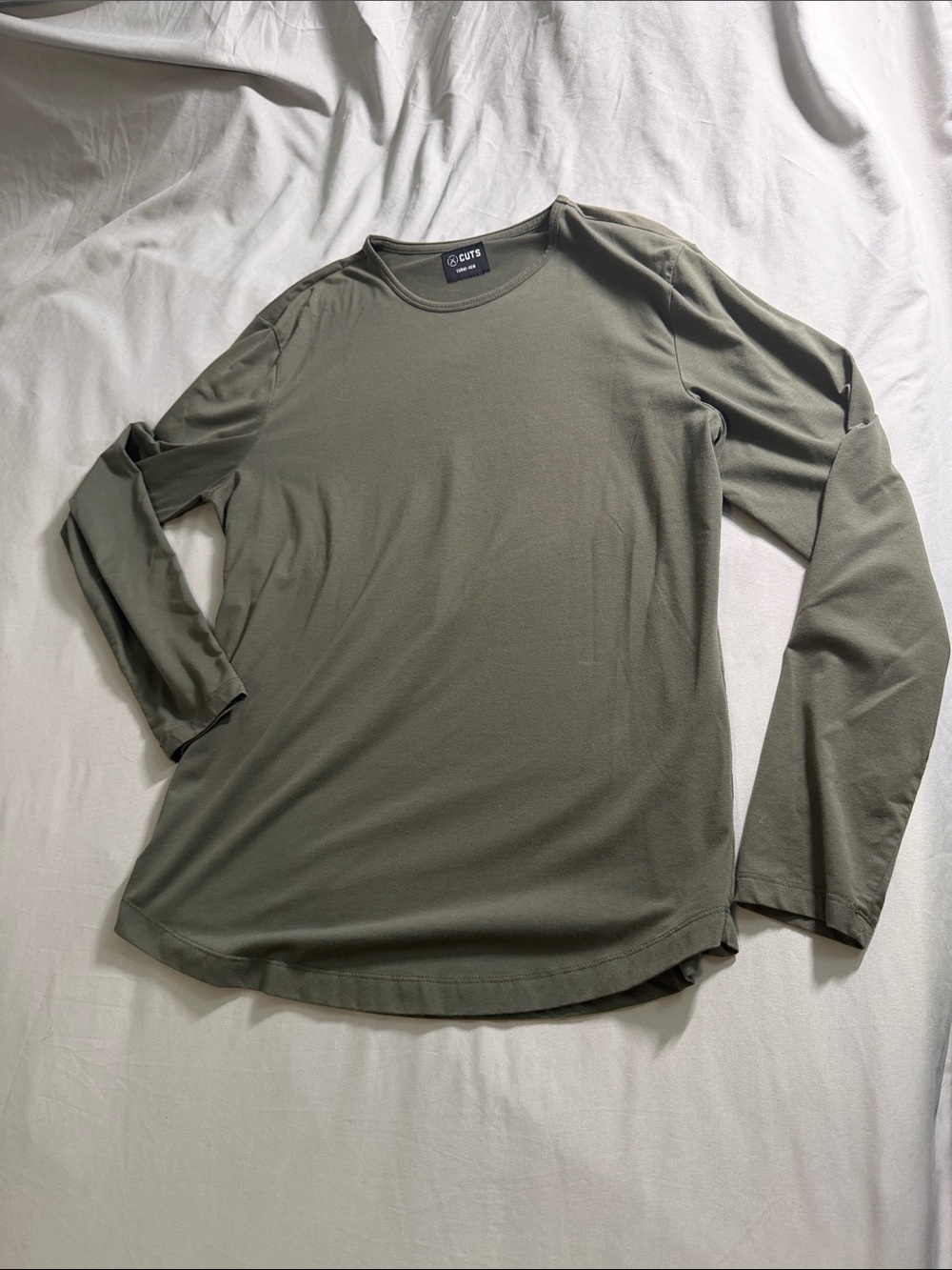 Cuts Clothing Olive Green Long-Sleeve Crewneck Tee